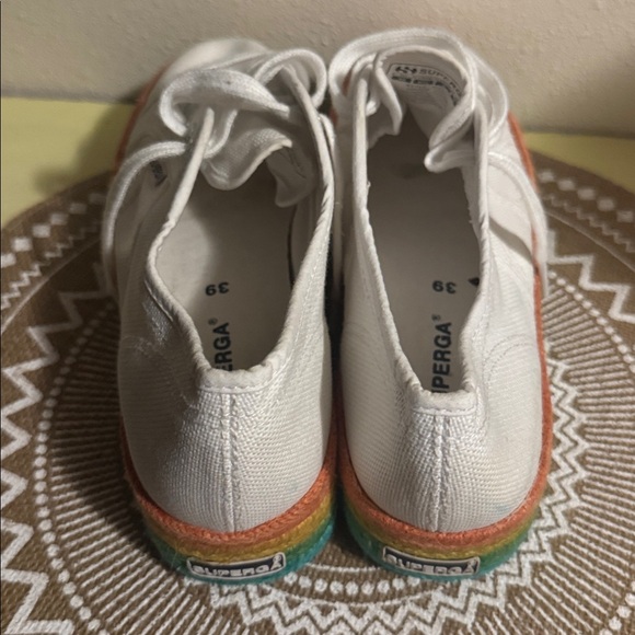 Superga Pride Rainbow & White Platform Sneakers - Picture 3 of 10